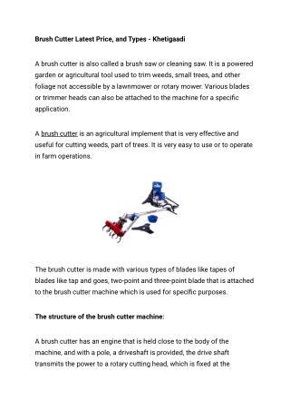 Brush Cutter Latest Price, and Types - Khetigaadi