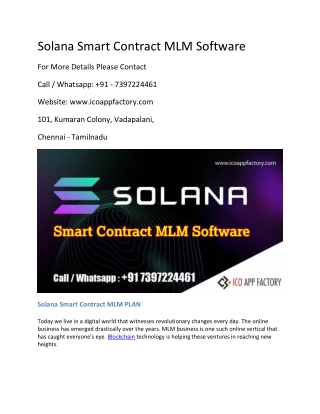 Solana Smart Contract MLM Software