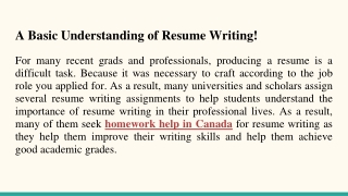 A Basic Understanding of Resume Writing