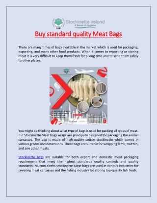 Buy standard quality Meat Bags