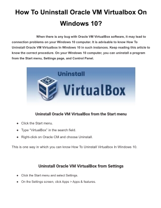 How To Uninstall Oracle VM VirtualBox on Windows 10? | 4 Easy Way