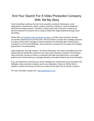 End Your Search For A Video Production Company With Tell My Story (1)
