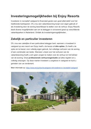 Investeren in recreatief vastgoed