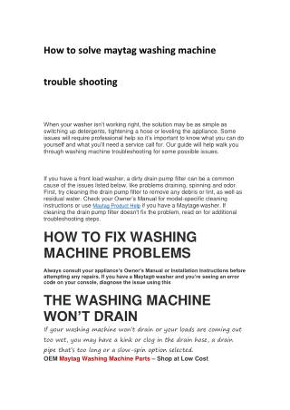 How to solve maytag washing machine trouble shooti-converted