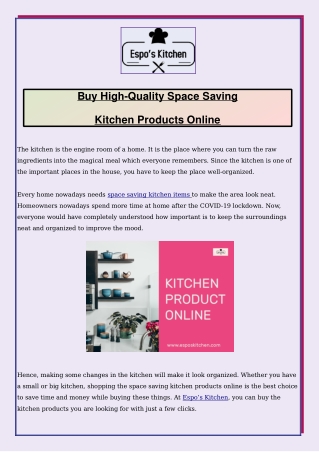 Buy High-Quality Space Saving Kitchen Products Online