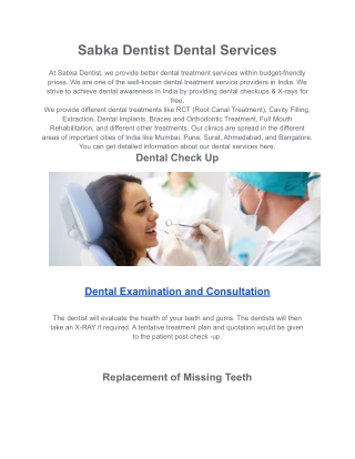 Sabka Dentist Dental Services