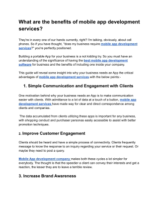 What are the benefits of mobile app development services