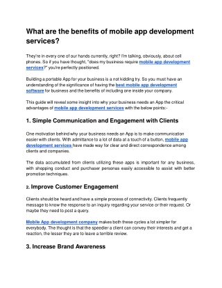 What are the benefits of mobile app development services