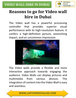 Reasons to go for Video wall hire in Dubai
