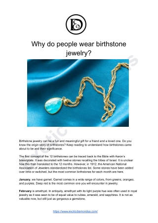 Why do people wear birthstone jewelry?