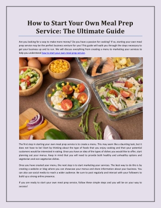 How to Start Your Own Meal Prep Service: The Ultimate Guide