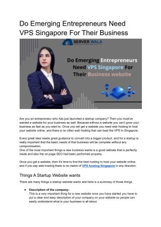 Does Emerging Entrepreneurs Need VPS Singapore For Their Business