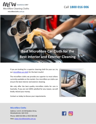 Best Microfibre Car Cloth for the Best Interior and Exterior Cleaning