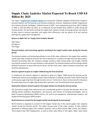 Supply Chain Analytics Market worth $8.8 billion by 2025