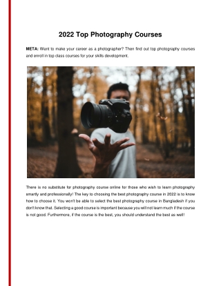 Top photography learning platform in Bangladesh