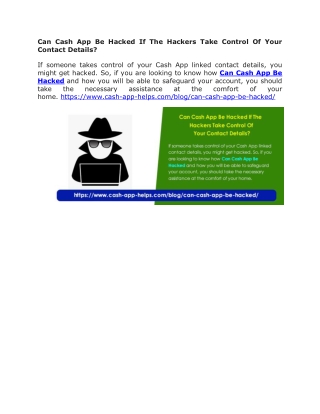Can Cash App Be Hacked If The Hackers Take Control Of Your Contact Details