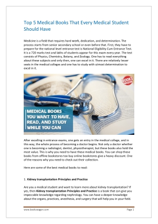 Top 5 Medical Books That Every Medical Student Should Have - Bookswagon