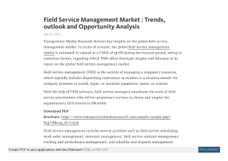 Field Service Management Market Expand at CAGR of 13.7%| 2020-31