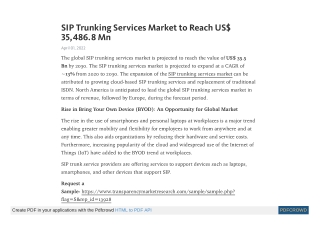 SIP Trunking Services Market to Reach US$ 43.28 Bn by 2031