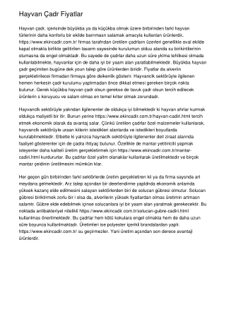 Hayvan Çadırı Fiyatları