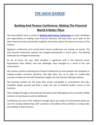 Banking And Finance Conferences