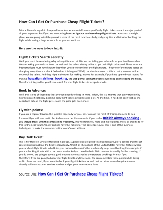 How Can I Get Or Purchase Cheap Flight Tickets
