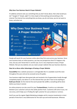 Why does your Business need a Proper Website-Pixel Values Technolabs