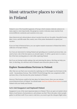 Most-attractive places to visit in Finland