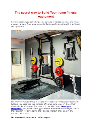 The secret way to Build Your home fitness equipment-converted