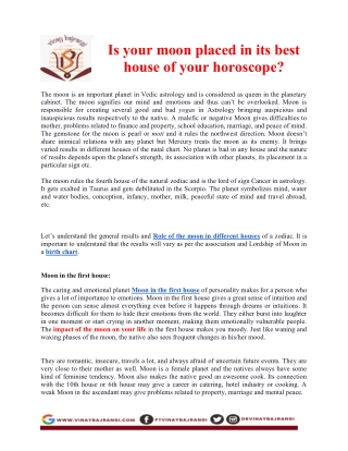 Is your moon placed in its best house of your horoscope