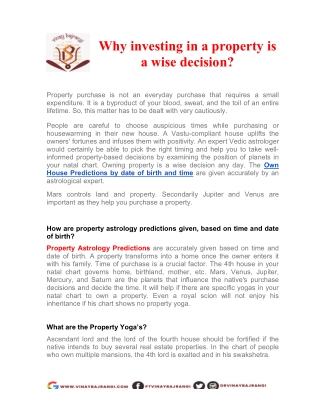 Why investing in a property is a wise decision