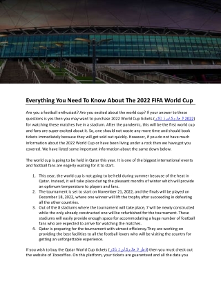 Everything You Need To Know About The 2022 FIFA World Cup