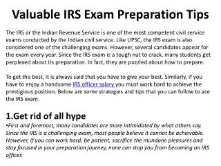 Valuable IRS Exam Preparation Tips