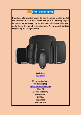 ajax alarm Draadloos-alarmsysteem.com