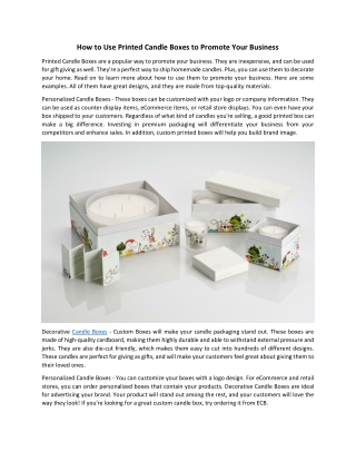 How to Use Printed Candle Boxes to Promote Your Business