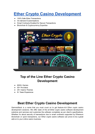 Ether Crypto Casino Development