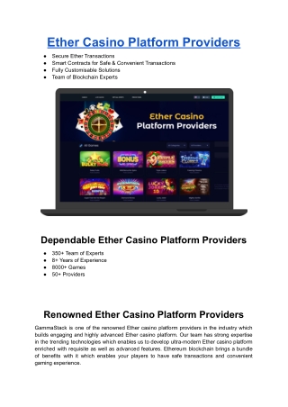 Ether Casino Platform Providers