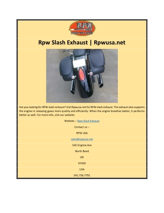 Rpw Slash Exhaust