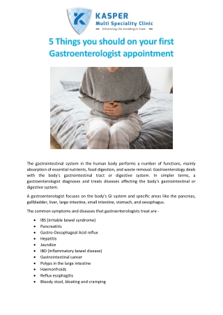 5 Things you should on your first Gastroenterologist appointment