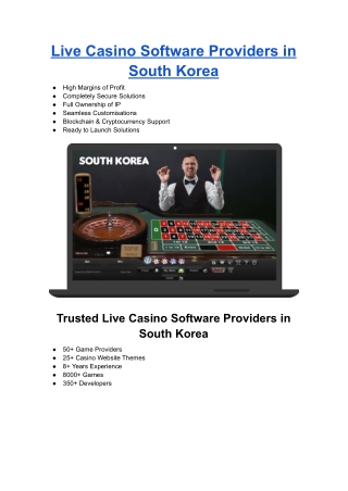 Live Casino Software Providers in South Korea