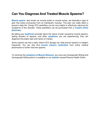 Can You Diagnose And Treated Muscle Spasms