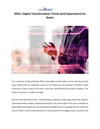 2022’s Digital Transformation Trends (and Imperatives) for Banks