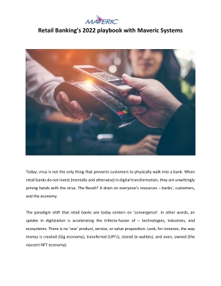Retail Banking’s 2022 playbook with Maveric Systems