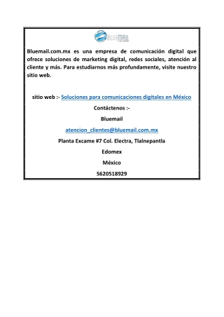 Soluciones para comunicaciones digitales en México  Bluemail.com.mx