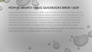 A Simple way to rectify QuickBooks Error 1603