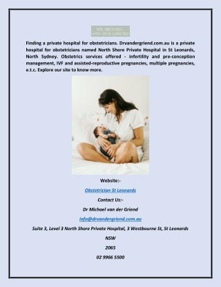 Obstetrician St Leonards Drvandergriend.com.au