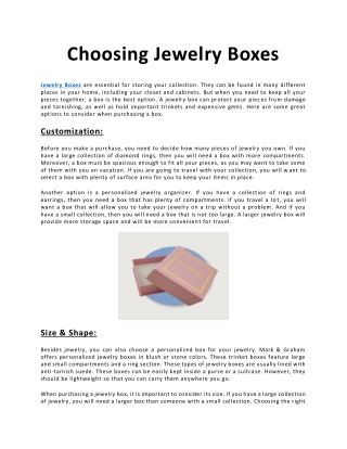 Choosing Jewelry Boxes