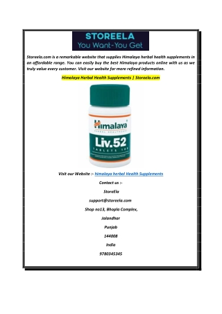 Himalaya Herbal Health Supplements  Storeela.com