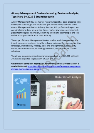 Airway Management Devices Market Size; Analysis, Growth By 2029 | StraitsResearc