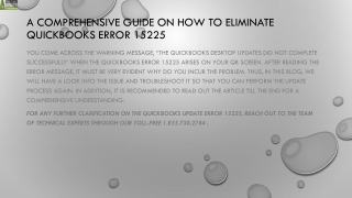 Here's some easy techniques to troubleshoot QuickBooks Error 15225